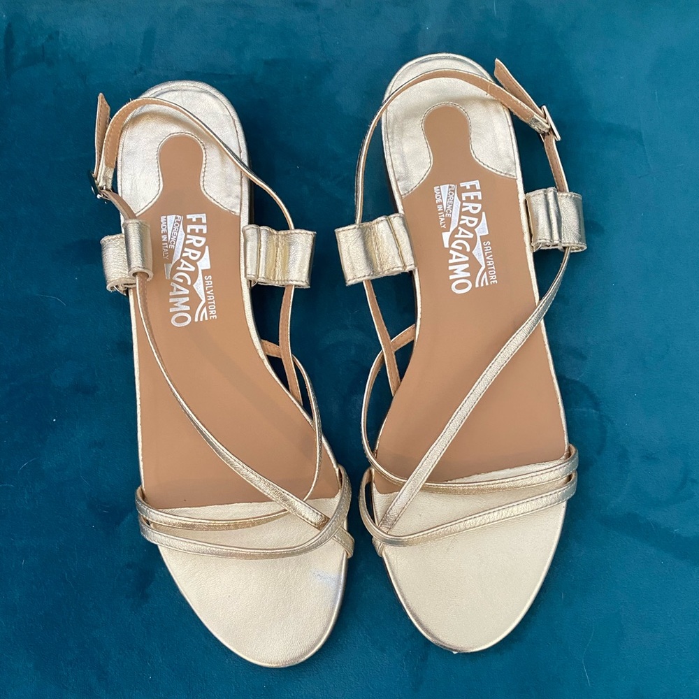 Salvatore Ferragamo Women's Metallic Gold Strappy Sandals